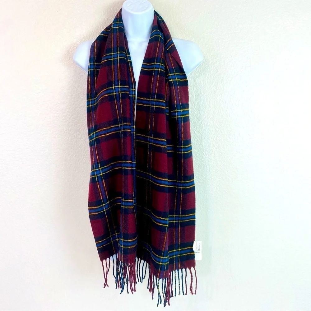Old Navy Burgundy Plaid Scarf 12.5” x 65”